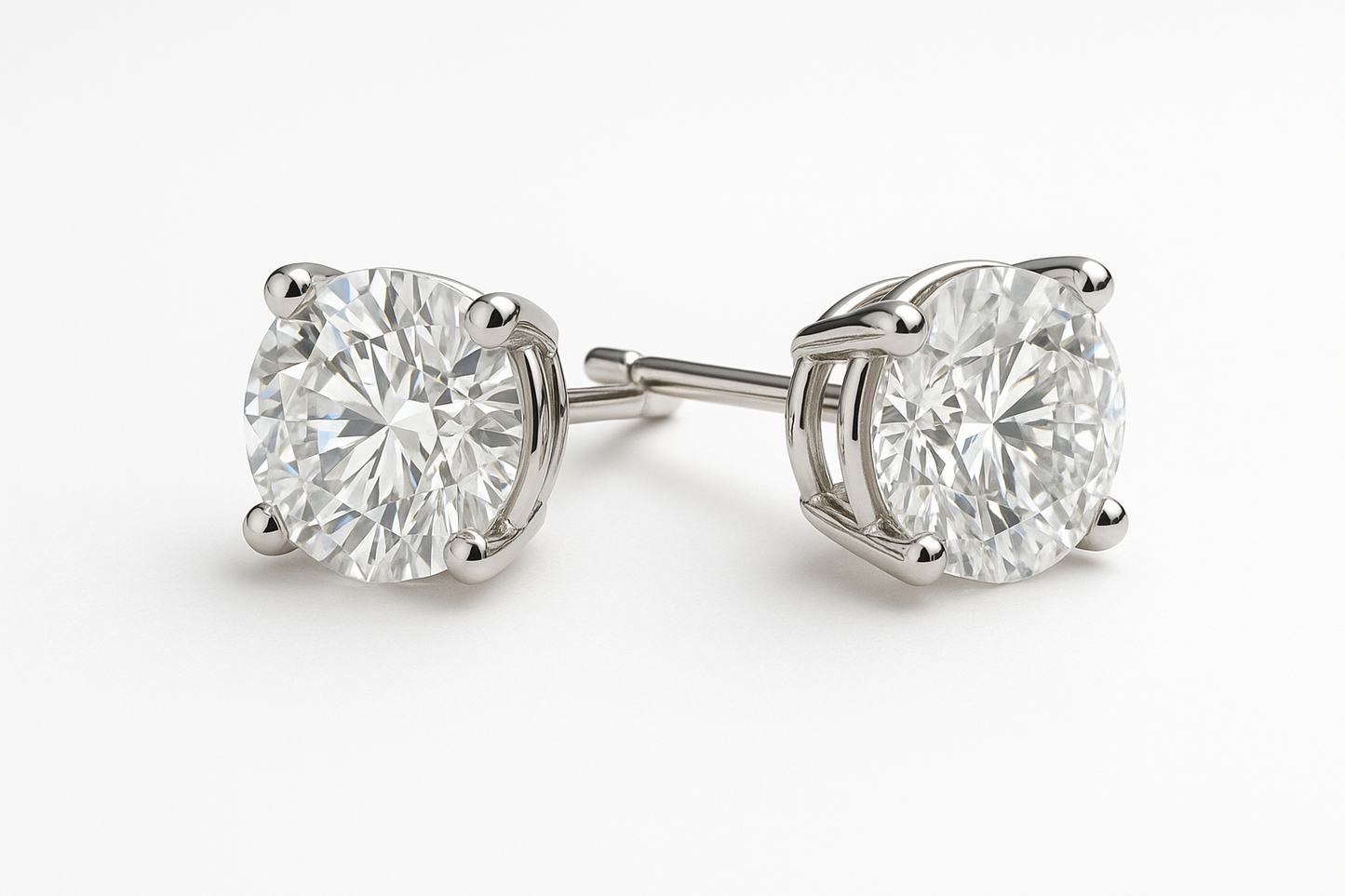 1.50CTW 14K White Gold Lab Grown Diamond Stud Earrings DEF Color VS Clarity