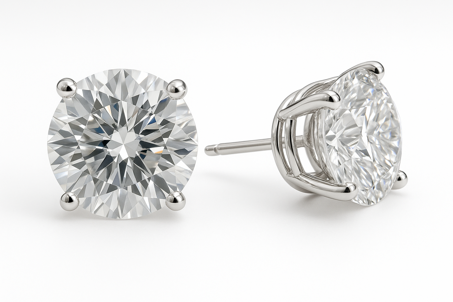 7.00CTW 14K White Gold Lab Grown Diamond Stud Earrings DEF Color VS Clarity