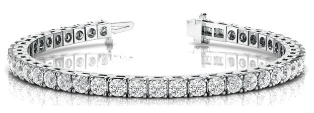 7.00ctw Four Prong Lab Grown Diamond Tennis Bracelet In 14K White Gold 7" length. DEF/VS