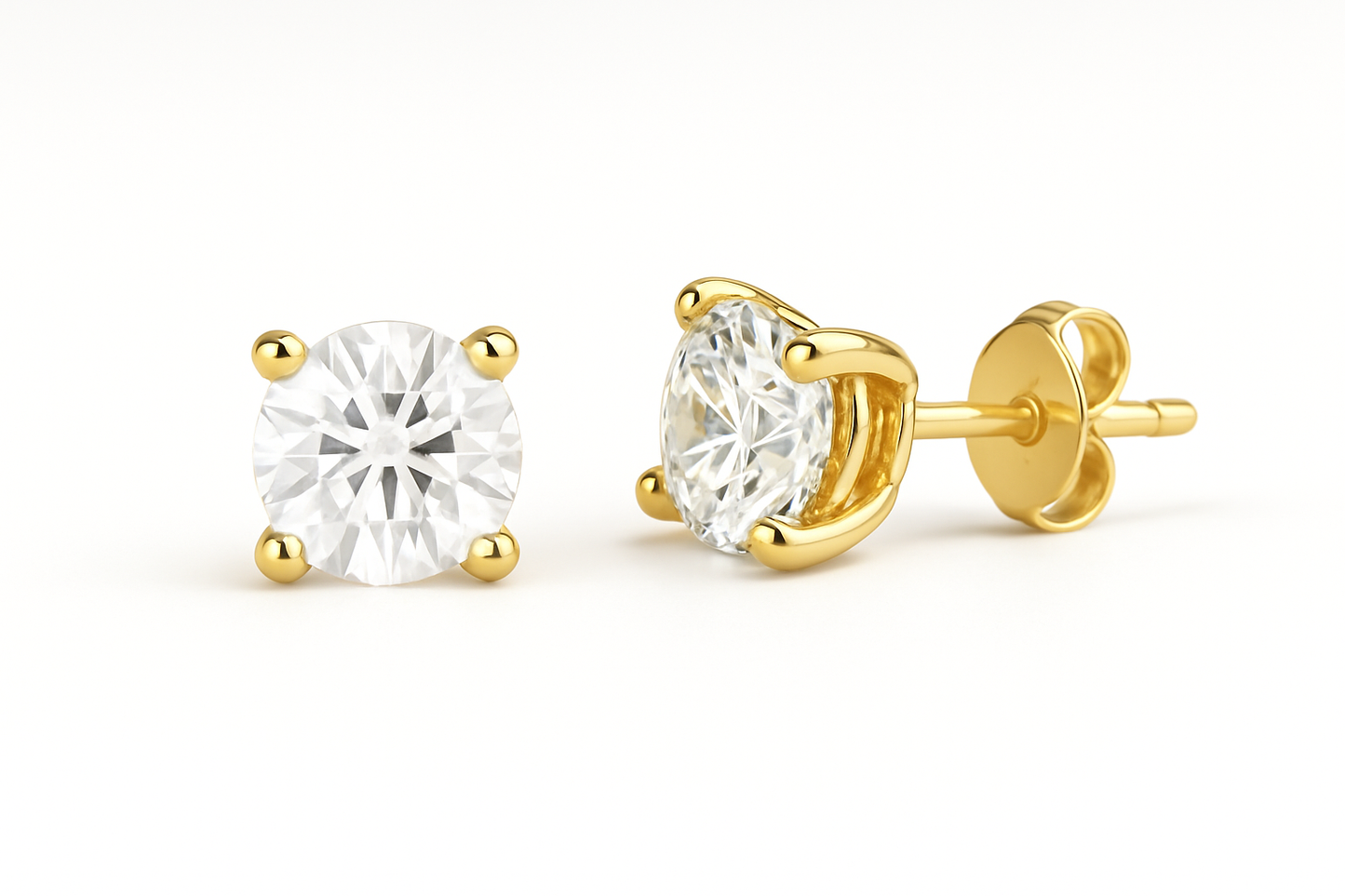 Yellow Gold Diamond Studs - Original Size