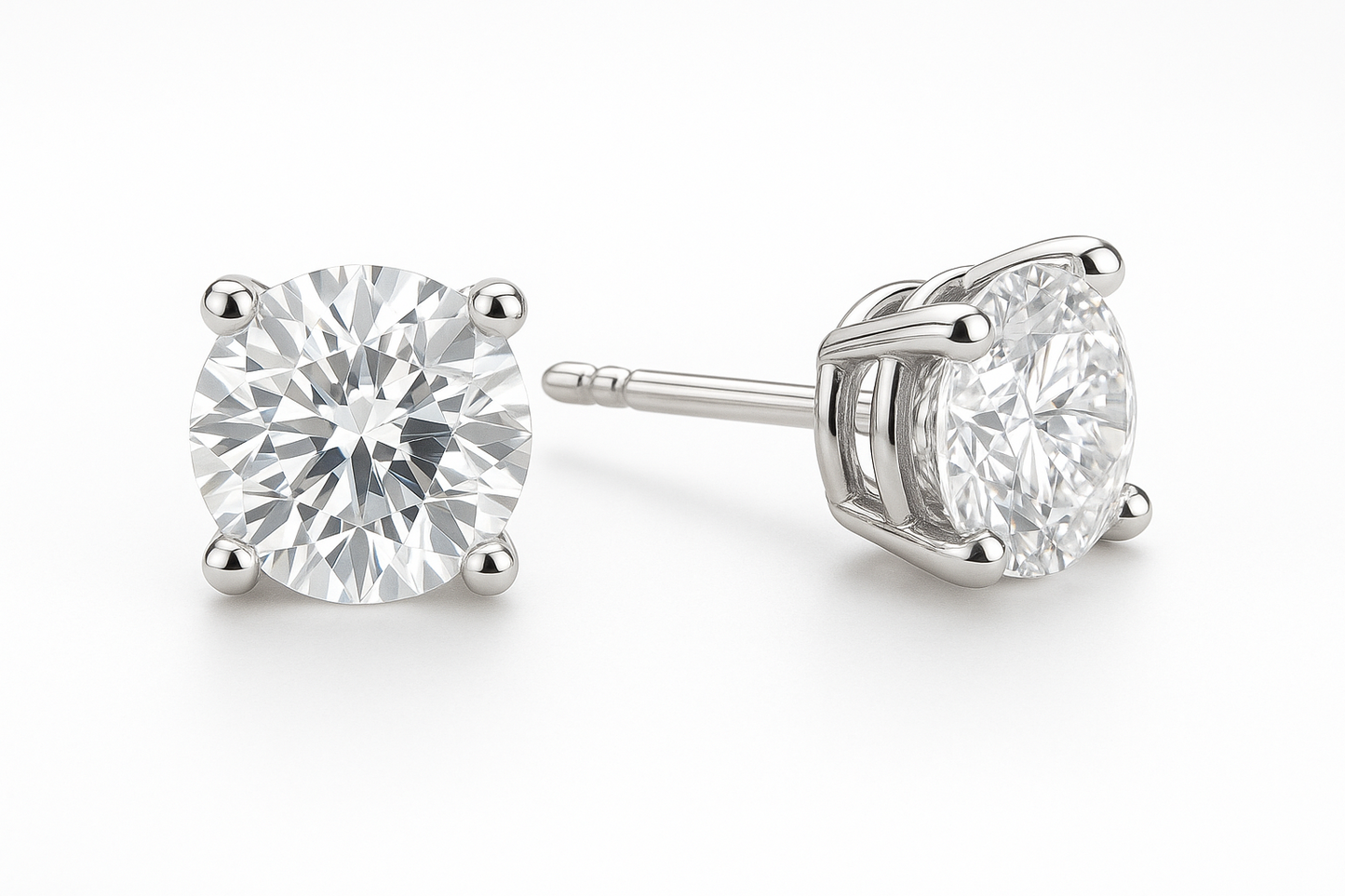 1.00CTW 14K White Gold Lab Grown Diamond Stud Earrings DEF Color VS Clarity