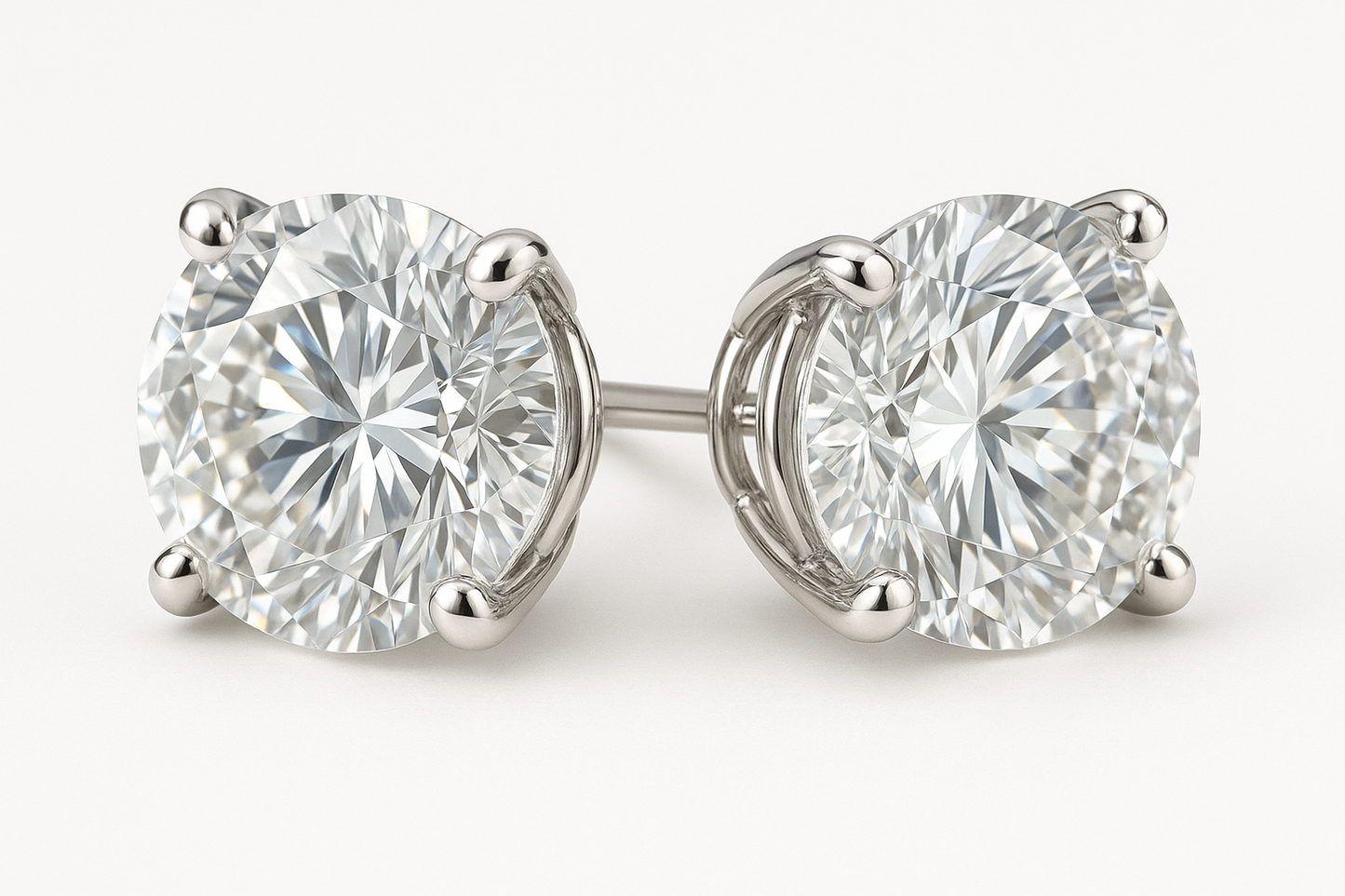 4.00CTW 14K White Gold Lab Grown Diamond Stud Earrings DEF Color VS Clarity