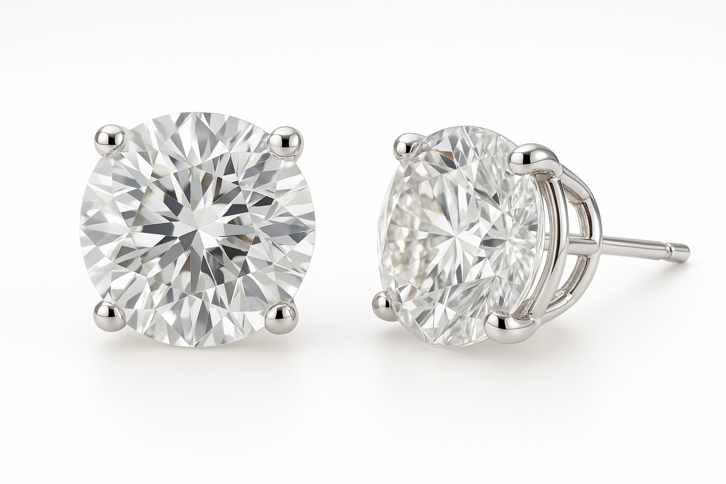 5.00CTW 14K White Gold Lab Grown Diamond Stud Earrings DEF Color VS Clarity