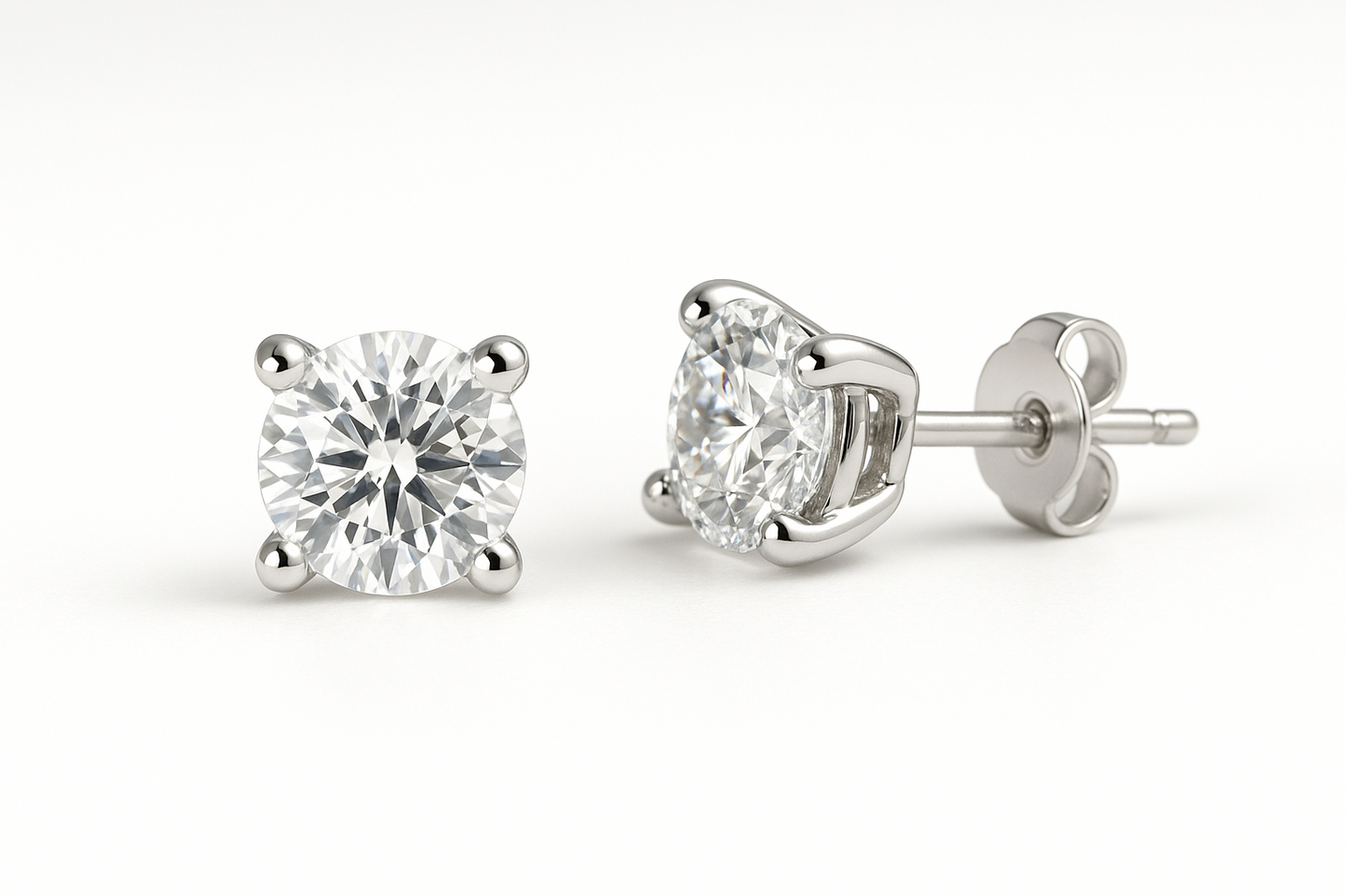 .50CTW 14K White Gold Lab Grown Diamond Stud Earrings DEF Color VS Clarity