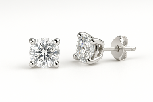 .50CTW 14K White Gold Lab Grown Diamond Stud Earrings DEF Color VS Clarity