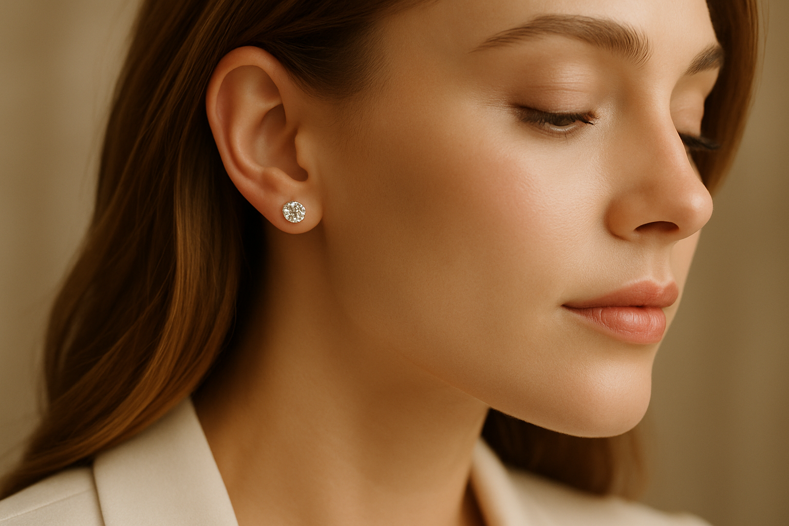 Diamond studs lifestyle shot