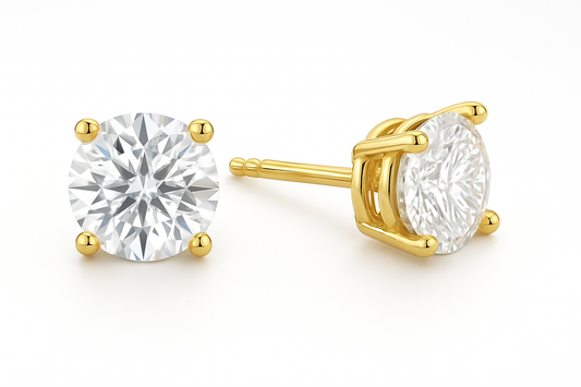 Yellow gold diamond stud earrings